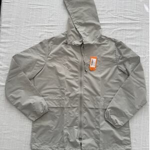 Pesion NWT | grey lightweight waterproof raincoat hooded coat jacket  | medium